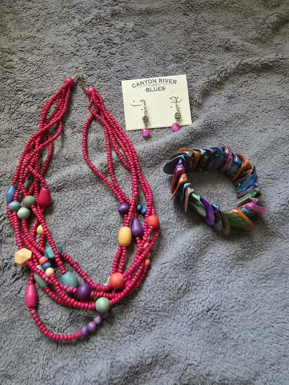 Canyon River Blues Multi-Strand Necklace, Earrings & Bracelet Set